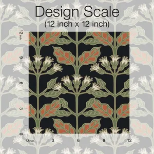Ronald Redding Tracery Blooms wallpaper, color Black Metallic, SKU AC9113