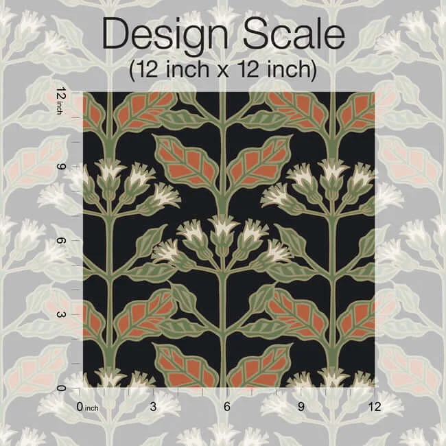Ronald Redding Tracery Blooms - Black Metallic Wallpaper | Buy Online Ronald Redding Tracery Blooms wallpaper, color Black Metallic, SKU AC9113