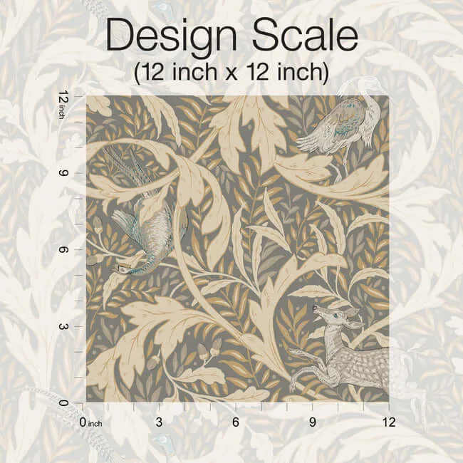 Ronald Redding Woodland Tapestry - Neutral Metallic Wallpaper | Buy Online Ronald Redding Woodland Tapestry wallpaper, color Neutral Metallic, SKU AC9123