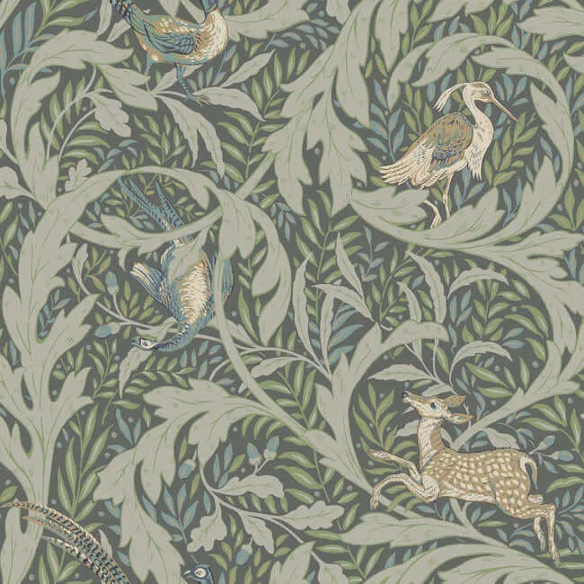 Ronald Redding Woodland Tapestry wallpaper, color Sage, SKU AC9124