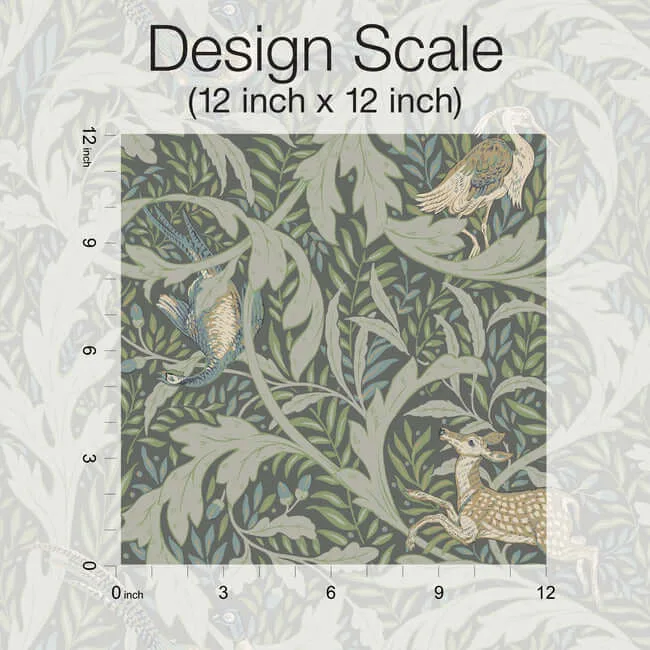 Ronald Redding Woodland Tapestry - Sage Wallpaper | Buy Online Ronald Redding Woodland Tapestry wallpaper, color Sage, SKU AC9124