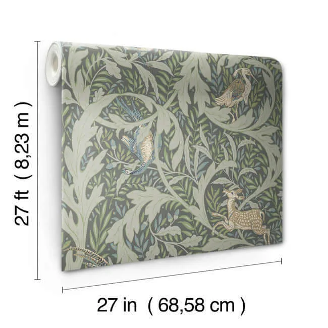 Ronald Redding Woodland Tapestry - Sage Wallpaper | Buy Online Ronald Redding Woodland Tapestry wallpaper, color Sage, SKU AC9124