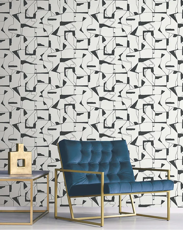 Warner Calder wallpaper, color Black, SKU 4178-4450