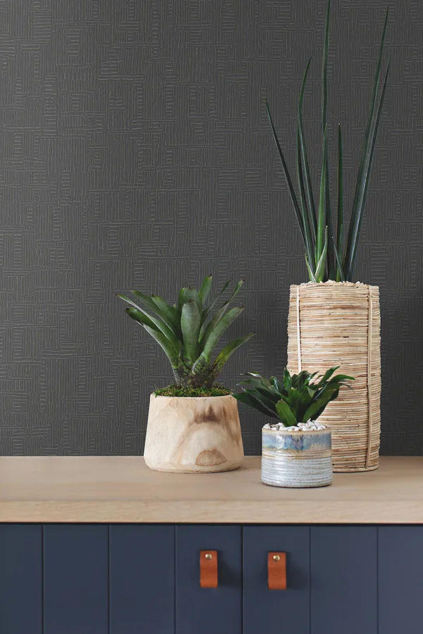 Warner Chiseled wallpaper, color Charcoal, SKU 4178-4405