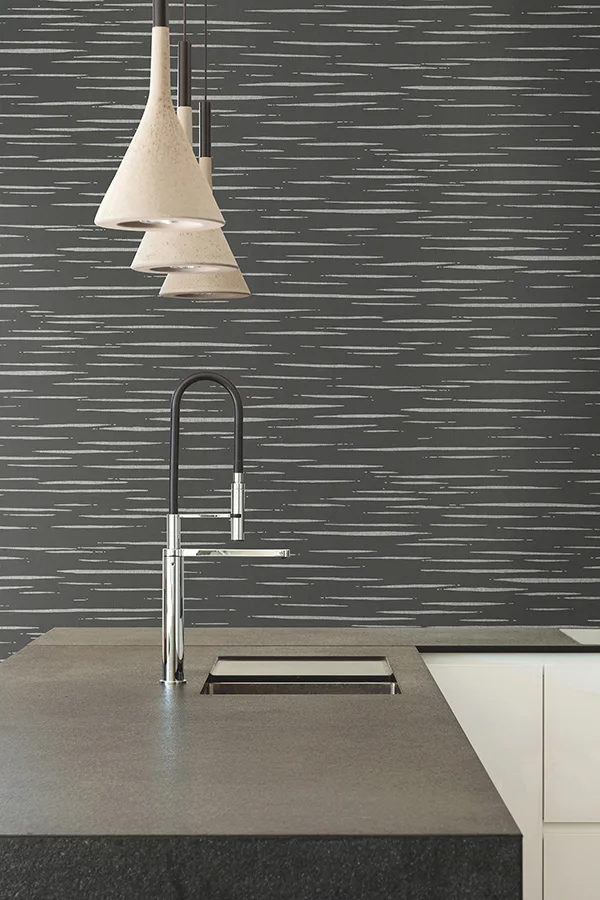 Warner Longitude wallpaper, color Charcoal, SKU 4178-4459