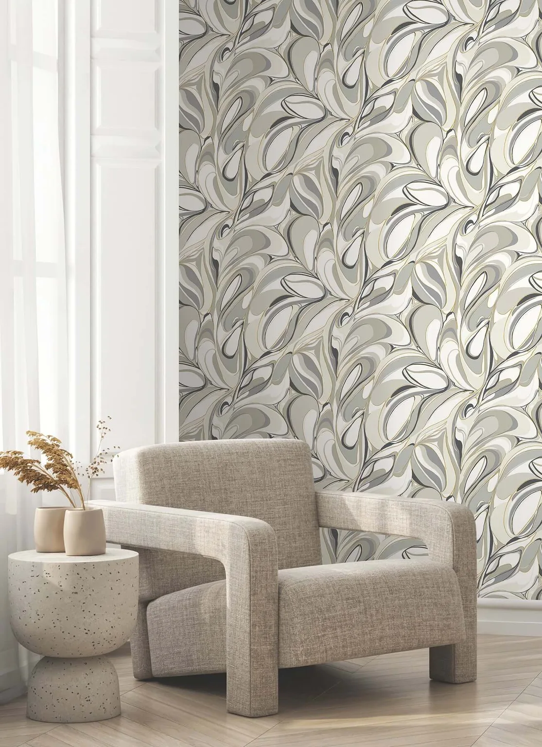 York Wallcoverings Achate wallpaper, color Black & Grey, SKU GN2564