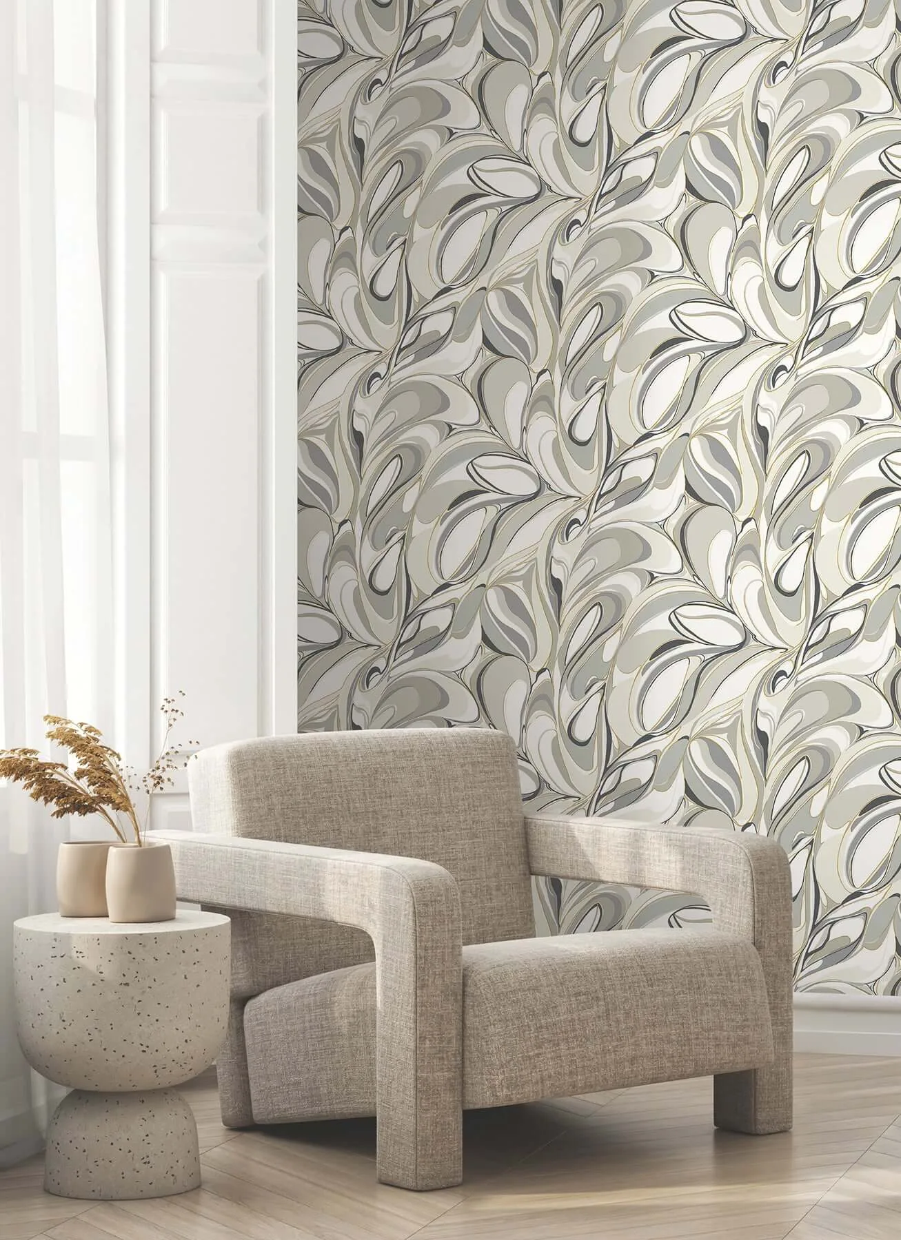 York Wallcoverings Achate wallpaper, color Black & Grey, SKU GN2564