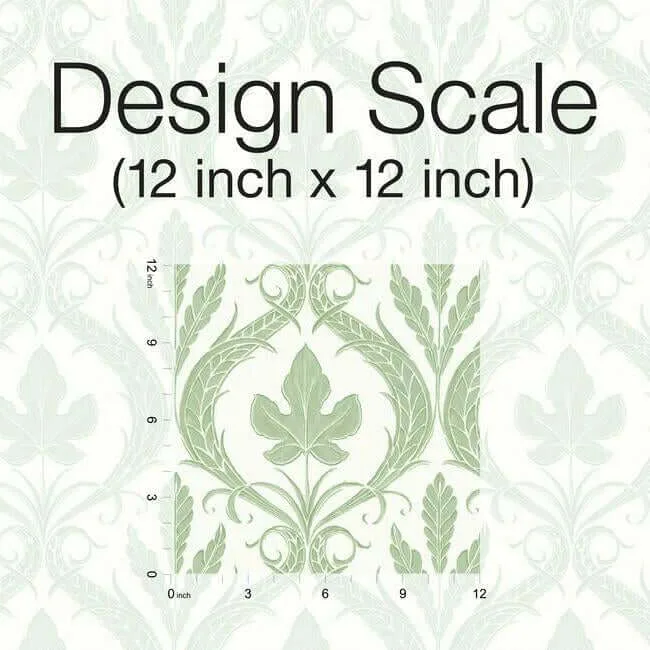 York Wallcoverings Adirondack Damask wallpaper, color Green & White, SKU DM4921