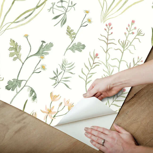 York Wallcoverings Alpine Botanical wallpaper, color Peach, SKU PSW1519RL