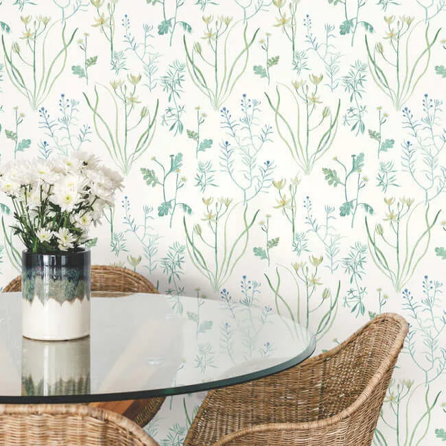 York Wallcoverings Alpine Botanical wallpaper, color Blue, SKU PSW1520RL