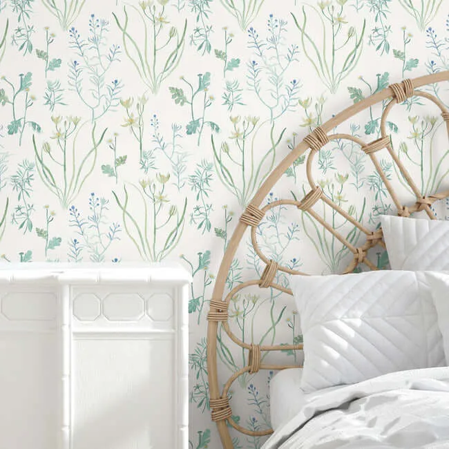 York Wallcoverings Alpine Botanical wallpaper, color Blue, SKU PSW1520RL