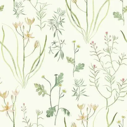 York Wallcoverings Alpine Botanical wallpaper, color White, SKU NR1565