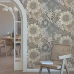 York Wallcoverings Anemones wallpaper, color Brown, SKU PSW1639RL