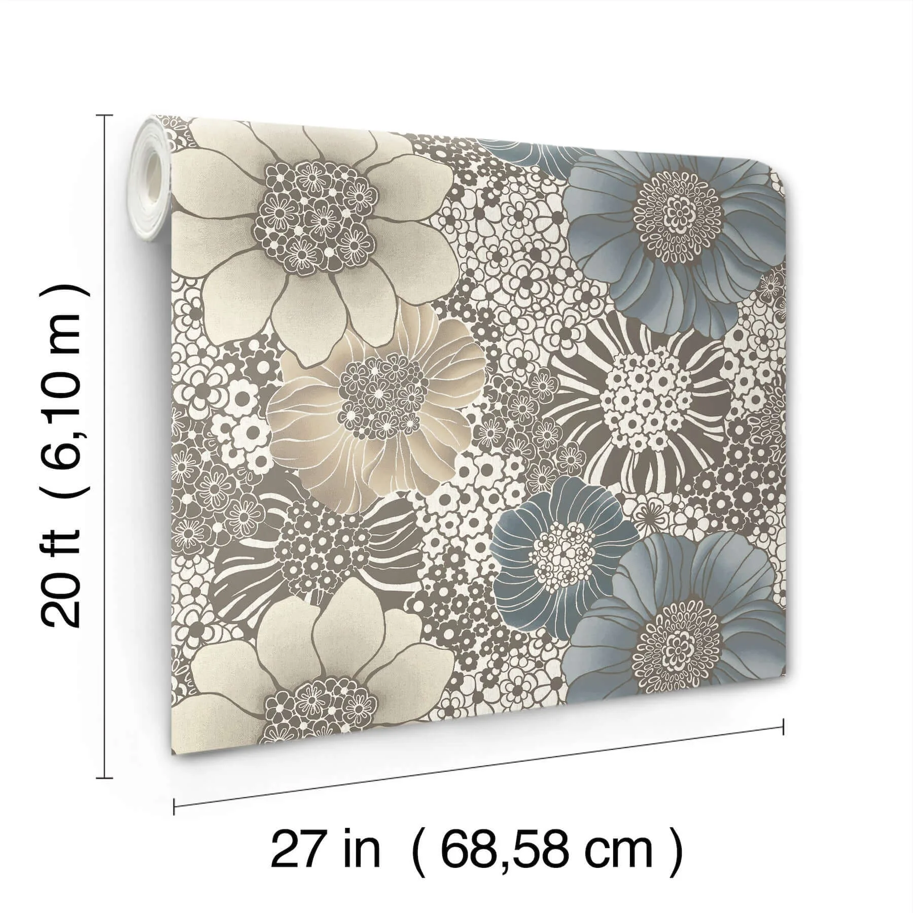 York Wallcoverings Anemones wallpaper, color Brown, SKU PSW1639RL