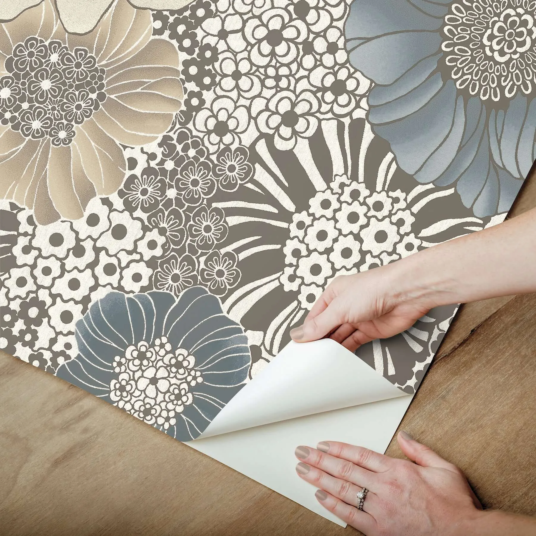 York Wallcoverings Anemones wallpaper, color Brown, SKU PSW1639RL