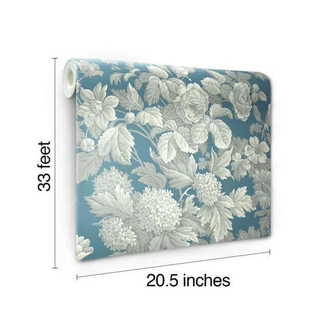 York Wallcoverings Antique Floral in Wedgewood wallpaper, color Blue & Grey, SKU KC1845