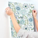 York Wallcoverings Artistic Bouquet - Alpine & Leaf Wallpaper | Buy Online York Wallcoverings Artistic Bouquet wallpaper, color Alpine & Leaf, SKU ZM2892