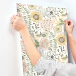 York Wallcoverings Artistic Bouquet wallpaper, color Coral & Lemon, SKU ZM2895