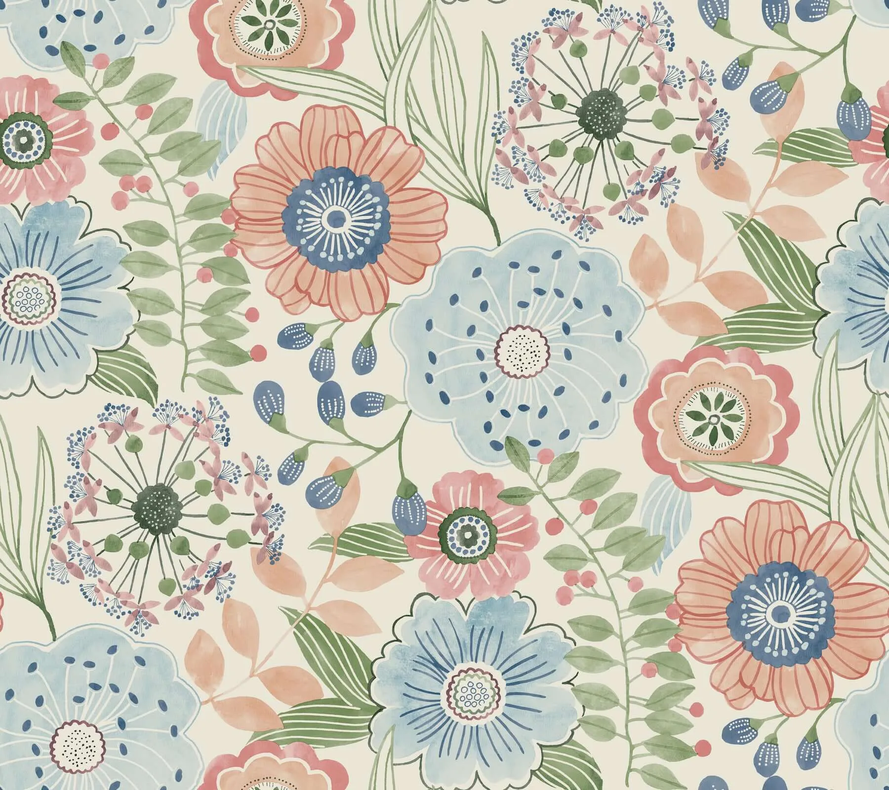 York Wallcoverings Artistic Bouquet wallpaper, color Multicolor, SKU ZM2893