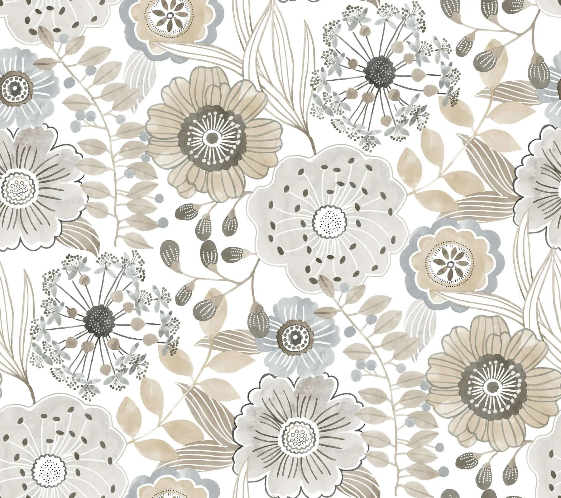York Wallcoverings Artistic Bouquet wallpaper, color Neutral, SKU ZM2894