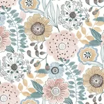 York Wallcoverings Artistic Bouquet - Ochre & Ocean Wallpaper | Buy Online York Wallcoverings Artistic Bouquet wallpaper, color Ochre & Ocean, SKU ZM2891