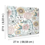 York Wallcoverings Artistic Bouquet - Ochre & Ocean Wallpaper | Buy Online York Wallcoverings Artistic Bouquet wallpaper, color Ochre & Ocean, SKU ZM2891