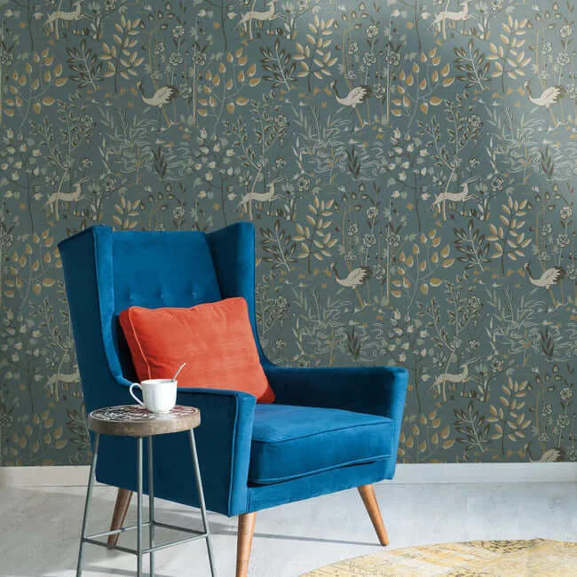 York Wallcoverings Aspen - Teal & Brown Wallpaper | Buy Online York Wallcoverings Aspen wallpaper, color Teal & Brown, SKU LL4786