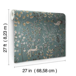 York Wallcoverings Aspen wallpaper, color Teal & Brown, SKU LL4786