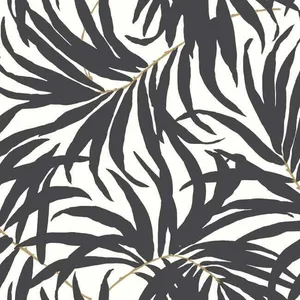 York Wallcoverings Bali Leaves wallpaper, color Black, SKU PSW1029RL