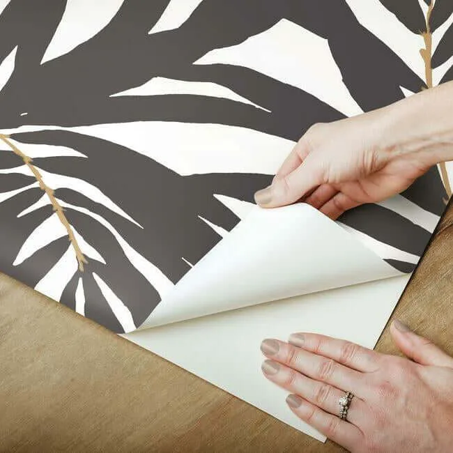 York Wallcoverings Bali Leaves - Black Wallpaper | Buy Online York Wallcoverings Bali Leaves wallpaper, color Black, SKU PSW1029RL