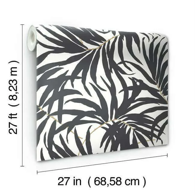 York Wallcoverings Bali Leaves - Black Wallpaper | Buy Online York Wallcoverings Bali Leaves wallpaper, color Black, SKU PSW1029RL