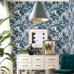 York Wallcoverings Bali Leaves wallpaper, color Blue, SKU PSW1030RL