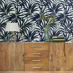 York Wallcoverings Bali Leaves wallpaper, color Blue, SKU PSW1030RL