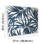 York Wallcoverings Bali Leaves wallpaper, color Blue, SKU PSW1030RL