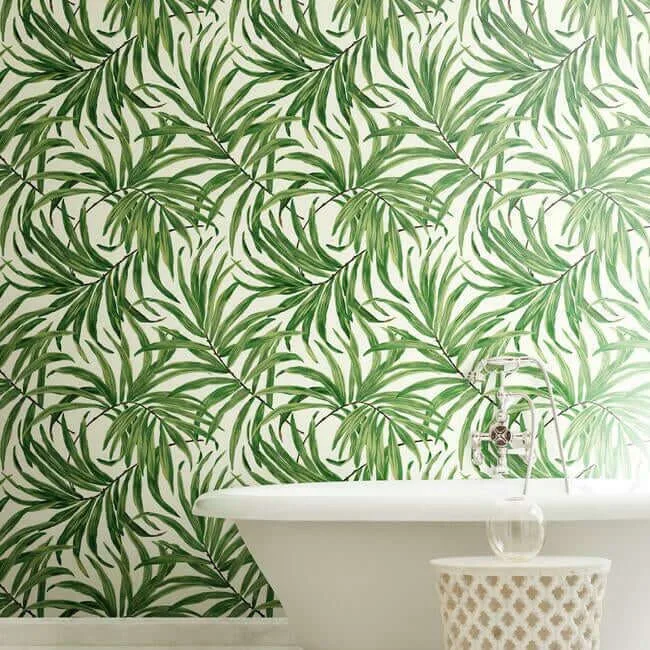 York Wallcoverings Bali Leaves wallpaper, color Yellow & Tan, SKU AT7050
