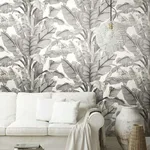 York Wallcoverings Banana Leaf - White & Black Wallpaper | Buy Online York Wallcoverings Banana Leaf wallpaper, color White & Black, SKU PSW1037RL