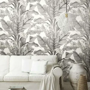 York Wallcoverings Banana Leaf wallpaper, color White & Black, SKU PSW1037RL