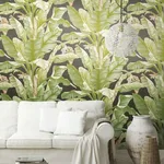 York Wallcoverings Banana Leaf wallpaper, color Black & Green, SKU PSW1035RL