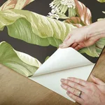 York Wallcoverings Banana Leaf wallpaper, color Black & Green, SKU PSW1035RL