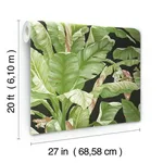 York Wallcoverings Banana Leaf wallpaper, color Black & Green, SKU PSW1035RL