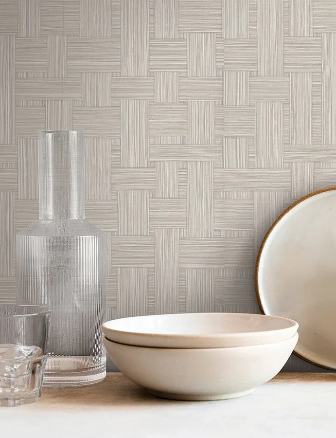 York Wallcoverings Basketry - Dove Grey Wallpaper | Buy Online York Wallcoverings Basketry wallpaper, color Dove Grey, SKU SI25723