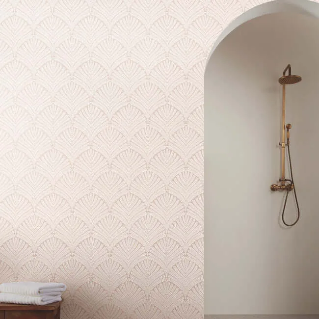 York Wallcoverings Beachcomber - Light Pink & Cream Wallpaper | Buy Online York Wallcoverings Beachcomber wallpaper, color Light Pink & Cream, SKU MN1872