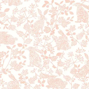 York Wallcoverings Botanical Bunnies wallpaper, color Pink, SKU PSW1343RL