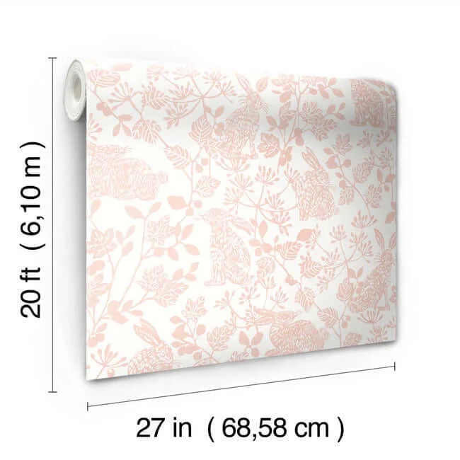 York Wallcoverings Botanical Bunnies - Pink Wallpaper | Buy Online York Wallcoverings Botanical Bunnies wallpaper, color Pink, SKU PSW1343RL