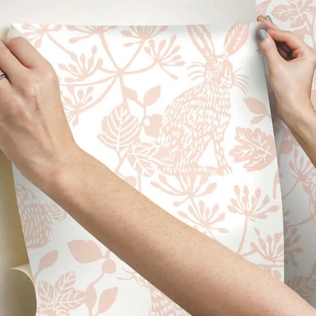 York Wallcoverings Botanical Bunnies - Pink Wallpaper | Buy Online York Wallcoverings Botanical Bunnies wallpaper, color Pink, SKU PSW1343RL