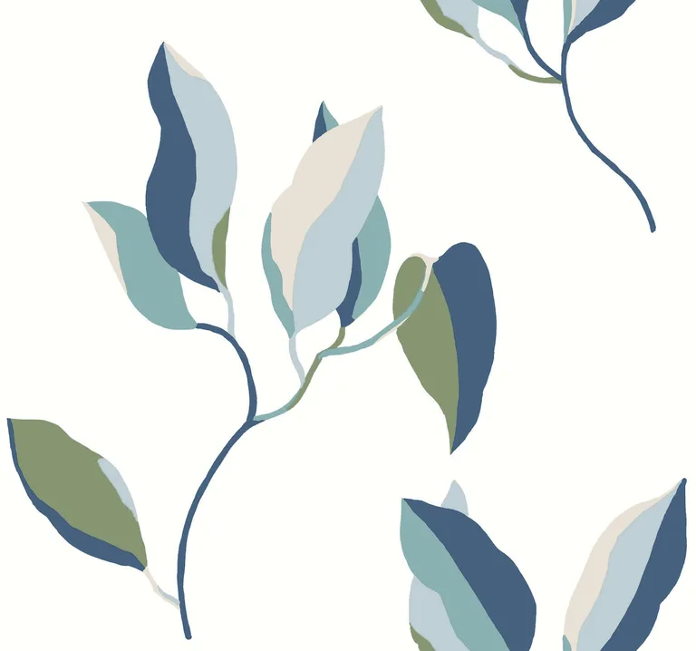 York Wallcoverings Brushwork Branches wallpaper, color Alpine & Cobalt, SKU ZM2871