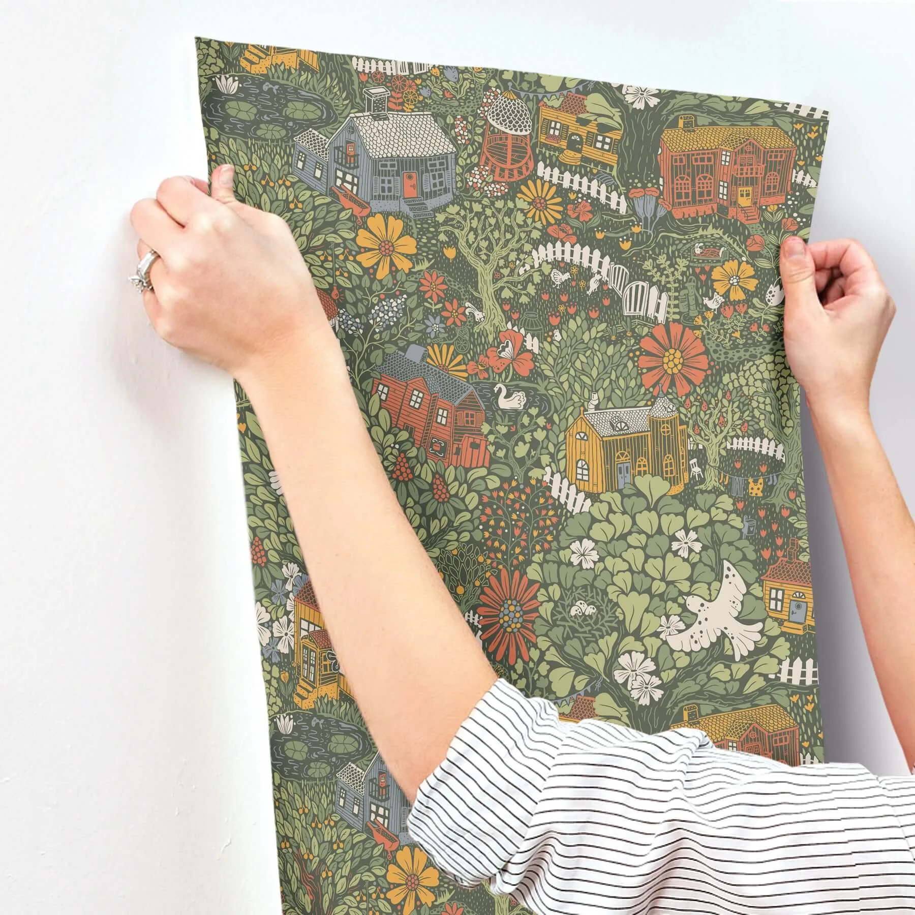 York Wallcoverings Bygga Bo wallpaper, color Dark Green, SKU MB63003