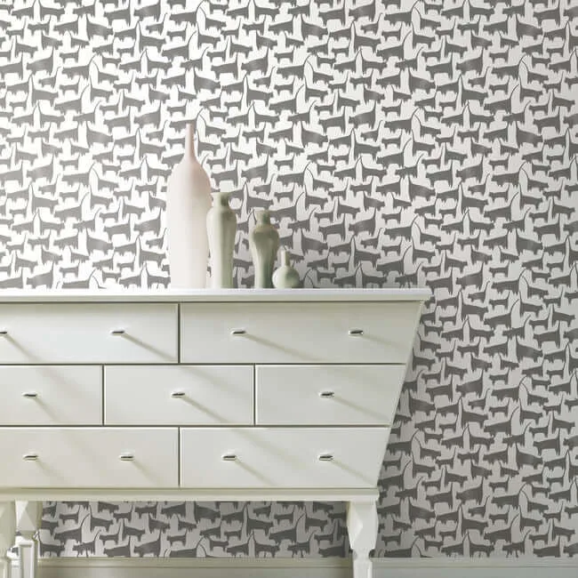 York Wallcoverings Cat Tails wallpaper, color Black, SKU PSW1340RL