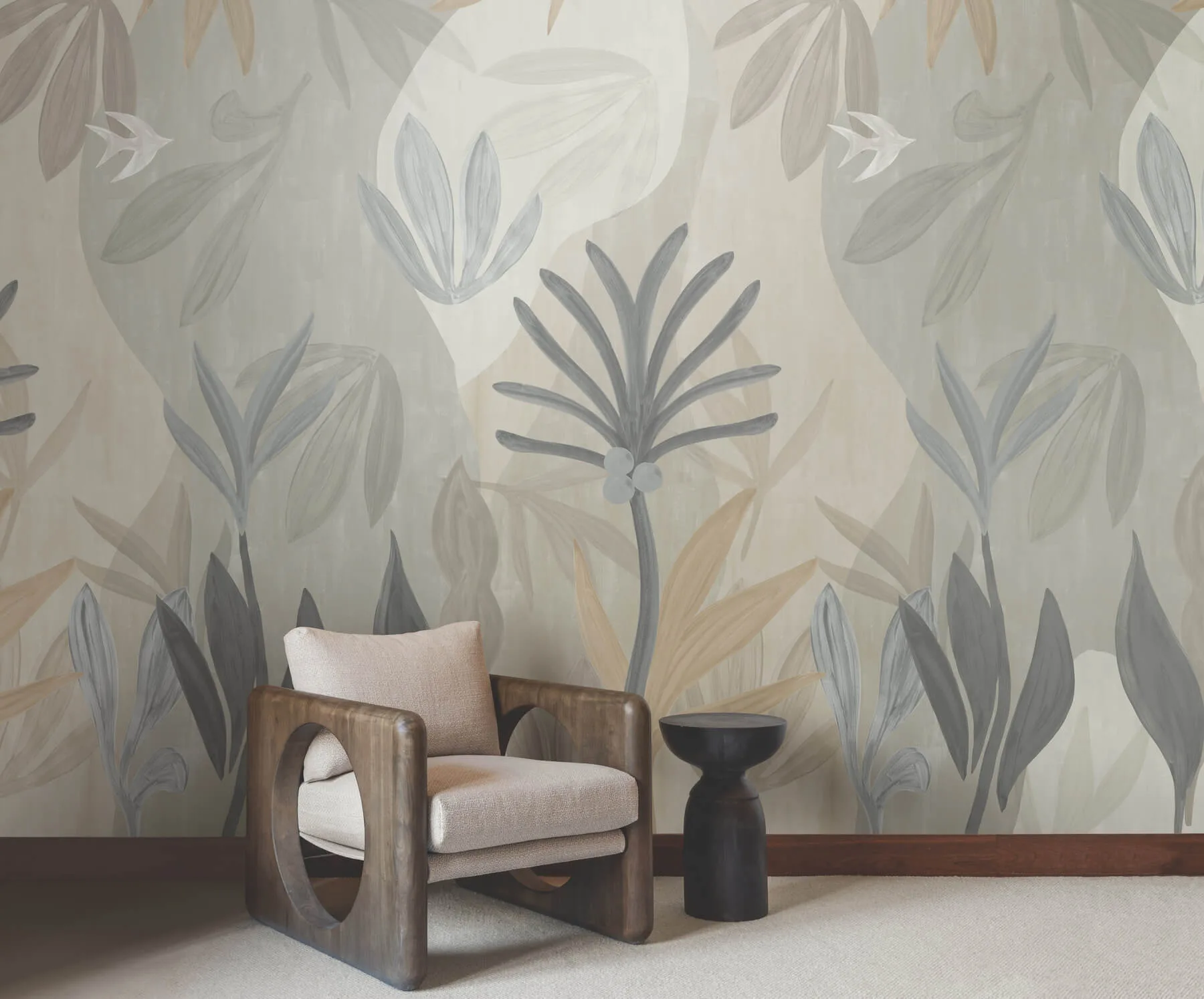 York Wallcoverings Chambord Gardens wallpaper, color Graphite & Carbon, SKU ZM2848M