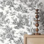York Wallcoverings Campagne Toile - Black & White Wallpaper | Buy Online York Wallcoverings Campagne Toile wallpaper, color Black & White, SKU AT4228